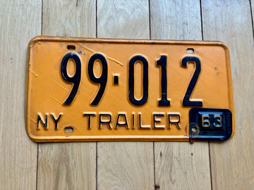 1963 New York Trailer License Plate