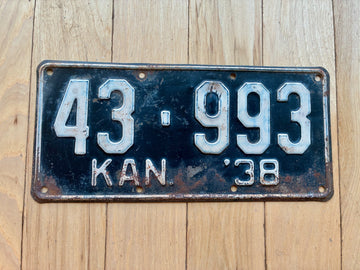 1938 Kansas License Plate