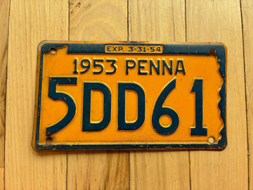 1953 1954 Pennsylvania License Plate