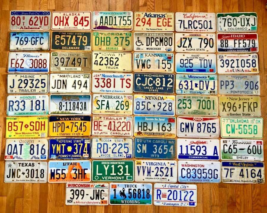 Complete USA 50 State Set of License Plates + Washington DC - Craft Condition