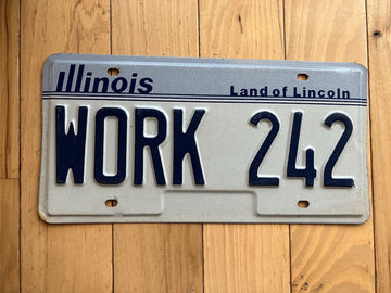 1996 Illinois Vanity License Plate - WORK 242