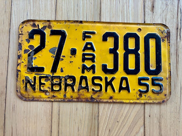 1955 Nebraska Farm License Plate