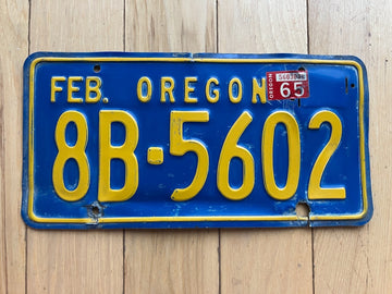1965 Oregon License Plate