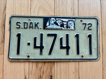 1972 South Dakota License Plate