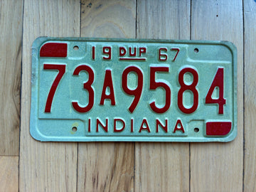 1967 Indiana Duplicate License Plate