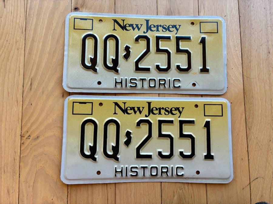 Pair of 1992 Base New Jersey Historic License Plates