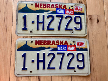 Pair of 1994 Nebraska License Plates W/ 1995 and 1996 Tabs