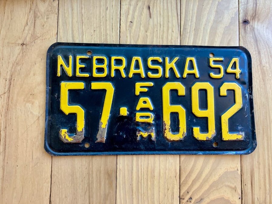 1954 Nebraska Farm License Plate