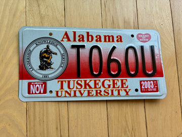 2003 Alabama Tuskegee University License Plate