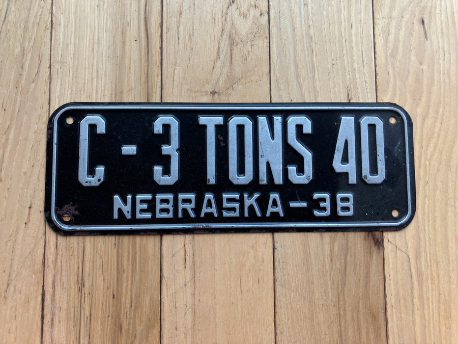 1938 Nebraska 3 Ton License Plate