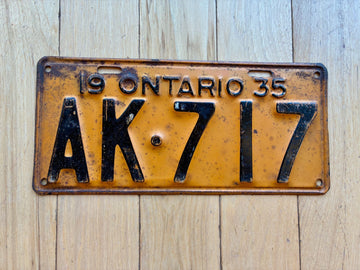 1935 Ontario License Plate