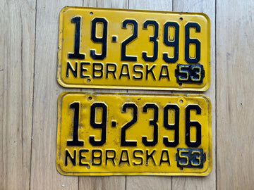Pair of 1953 Nebraska License Plates