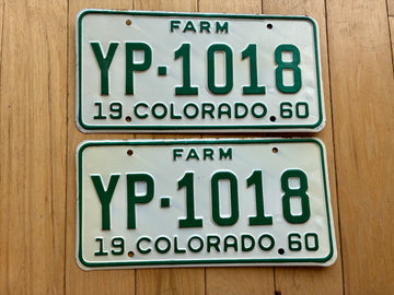 Pair of 1960 Colorado Farm License Plates