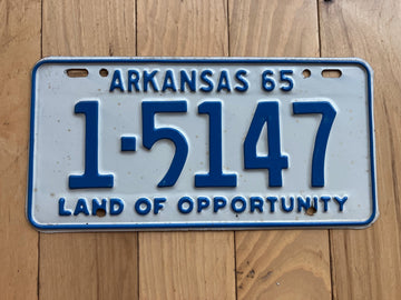 1965 Arkansas License Plate