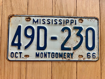 1966 Mississippi Montgomery County License Plate