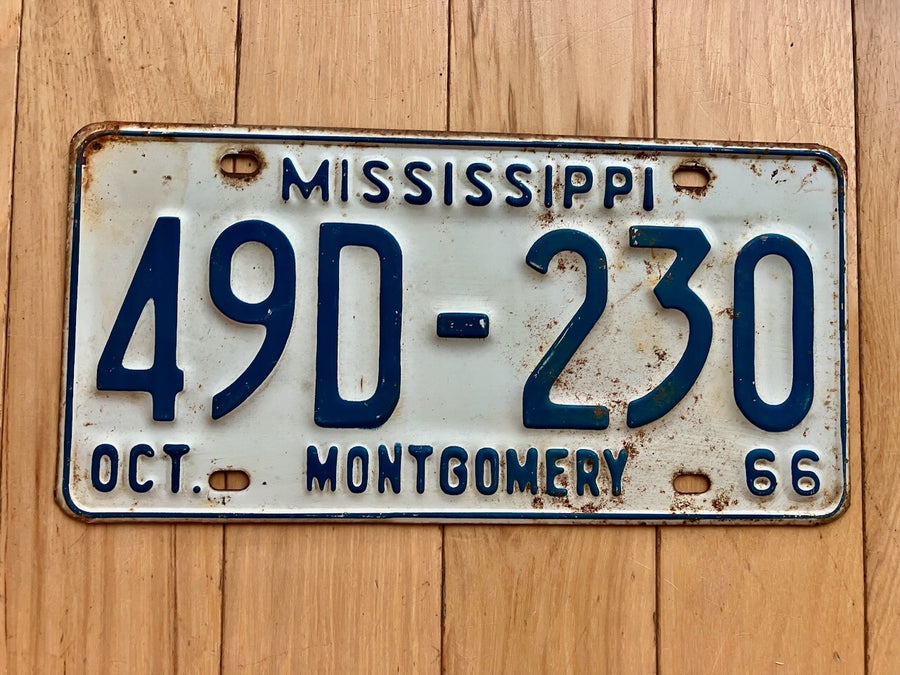 1966 Mississippi Montgomery County License Plate