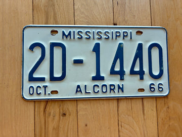 1966 Mississippi Alcorn County License Plate