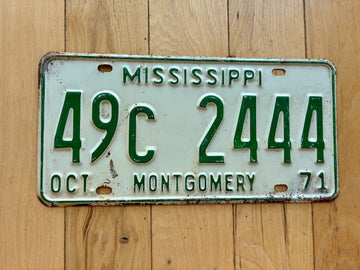 1971 Mississippi Montgomery County License Plate