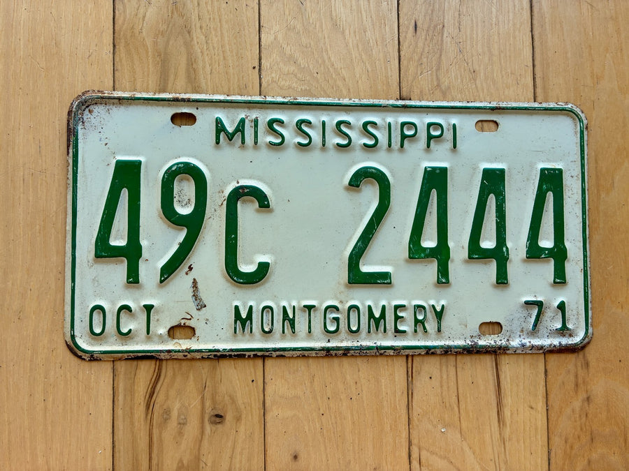 1971 Mississippi Montgomery County License Plate