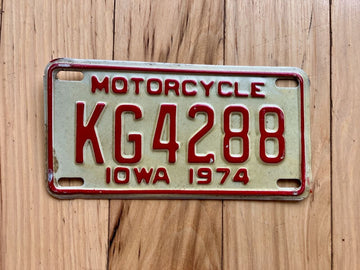 1974 Iowa Motorcycle License Plate