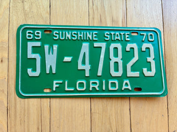 1969 1970 Florida License Plate - Numbers YOM Clear