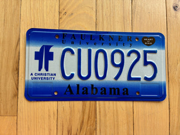 2001 Alabama Faulkner University License Plate