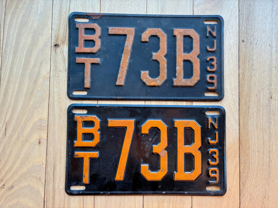 Pair of 1939 New Jersey License Plates