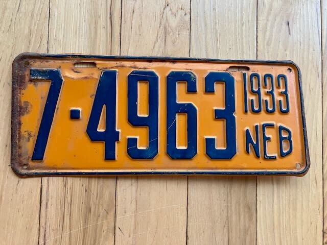 1933 Nebraska License Plate