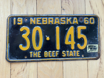 1960 Nebraska License Plate W/ 1961 Tab