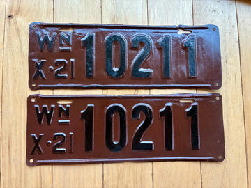 1921 Pair of Poorly Repainted Washington State License Plates