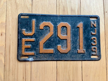1939 New Jersey License Plate