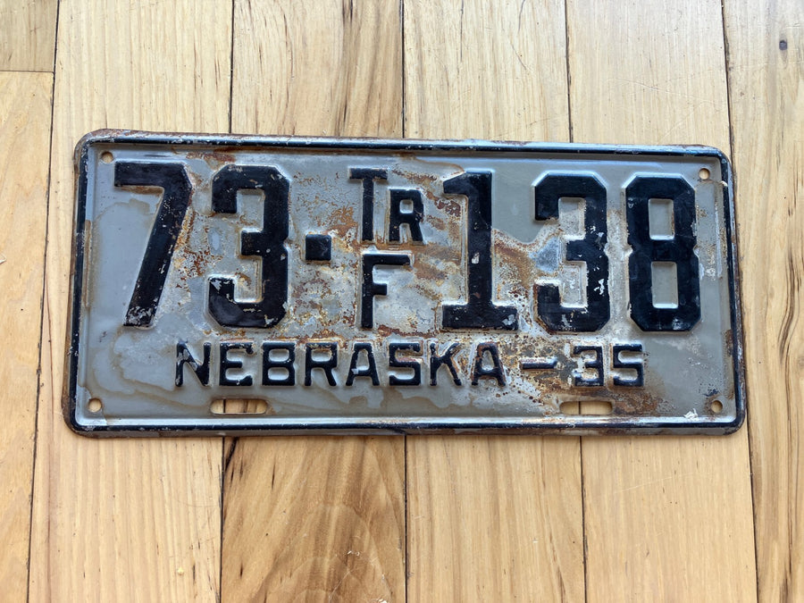 1935 Nebraska Farm Trailer License Plate