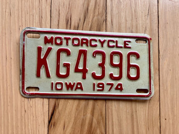 1974 Iowa Motorcycle License Plate