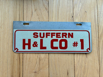 Vintage New York Suffern Hook & Ladder CO #1 License Plate Topper