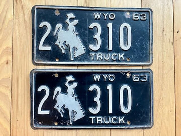 Pair of 1963 Wyoming Truck License Plates
