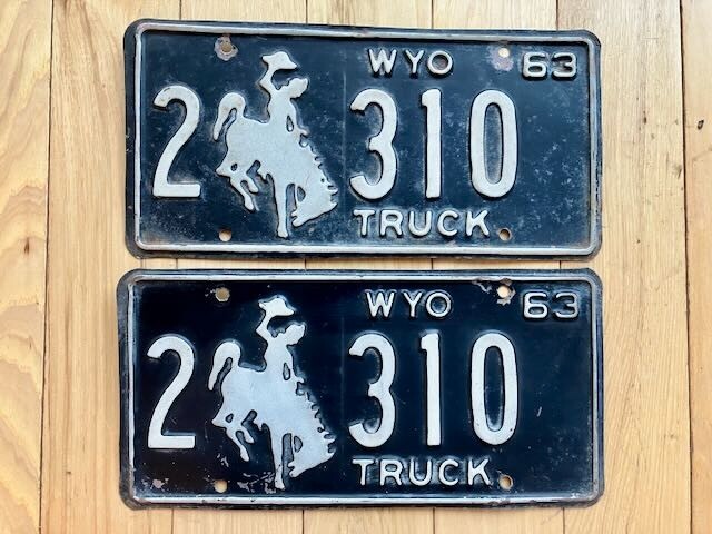 Pair of 1963 Wyoming Truck License Plates