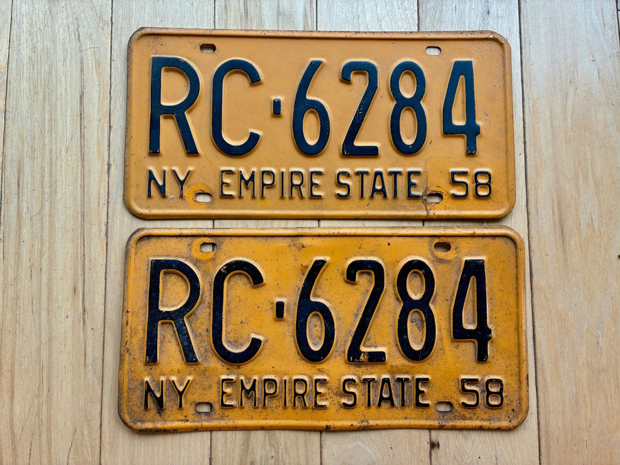 Pair of 1958 New York License Plates
