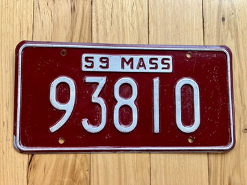 1959 Massachusetts License Plate - 5 Digit