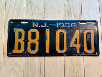 1936 New Jersey License Plate