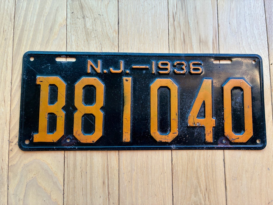 1936 New Jersey License Plate