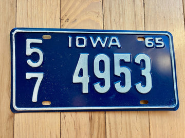 1965 Iowa License Plate