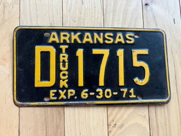 1971 Arkansas Truck License Plate
