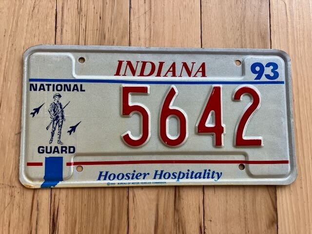 1993 Indiana National Guard License Plate