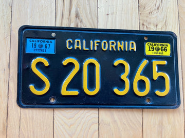 1966 1967 California License Plate