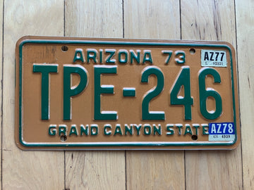 1973 Arizona License Plate W/ 1977 and 1978 Tabs - MVD YOM Clear