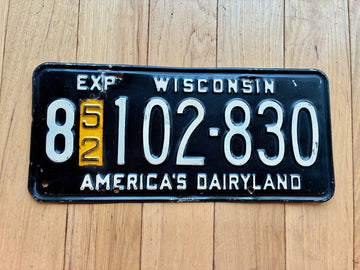 1952 Wisconsin License Plate