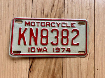 1974 Iowa Motorcycle License Plate