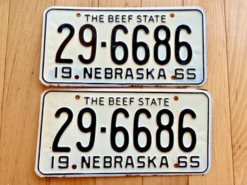 Pair of 1965 Nebraska License Plates