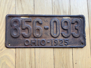 1925 Ohio License Plate