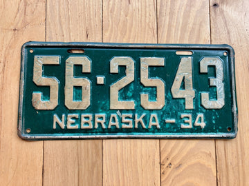1934 Nebraska License Plate